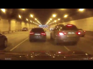 accident - accident. street racers staged a massive clash in the tunnel