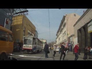 collision between a pedestrian and a tram. tin. eighteen