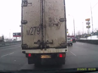 collision of trucks on the moscow ring road. watch to the end