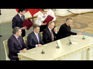 the ceremony of signing the treaty on the annexation of crimea to russia (18 03 2014)