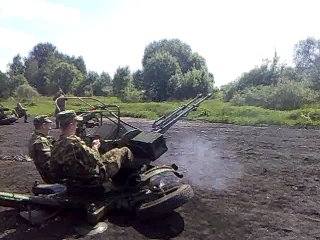 anti-aircraft gun shooting