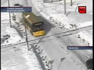 kazakhstan. accident at a railway crossing. as a result of a collision between a bus and a diesel locomotive, 8 people died.