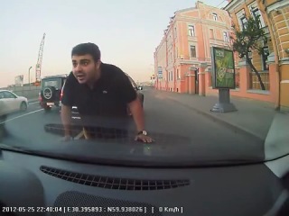 angry suv driver staged a showdown on the road